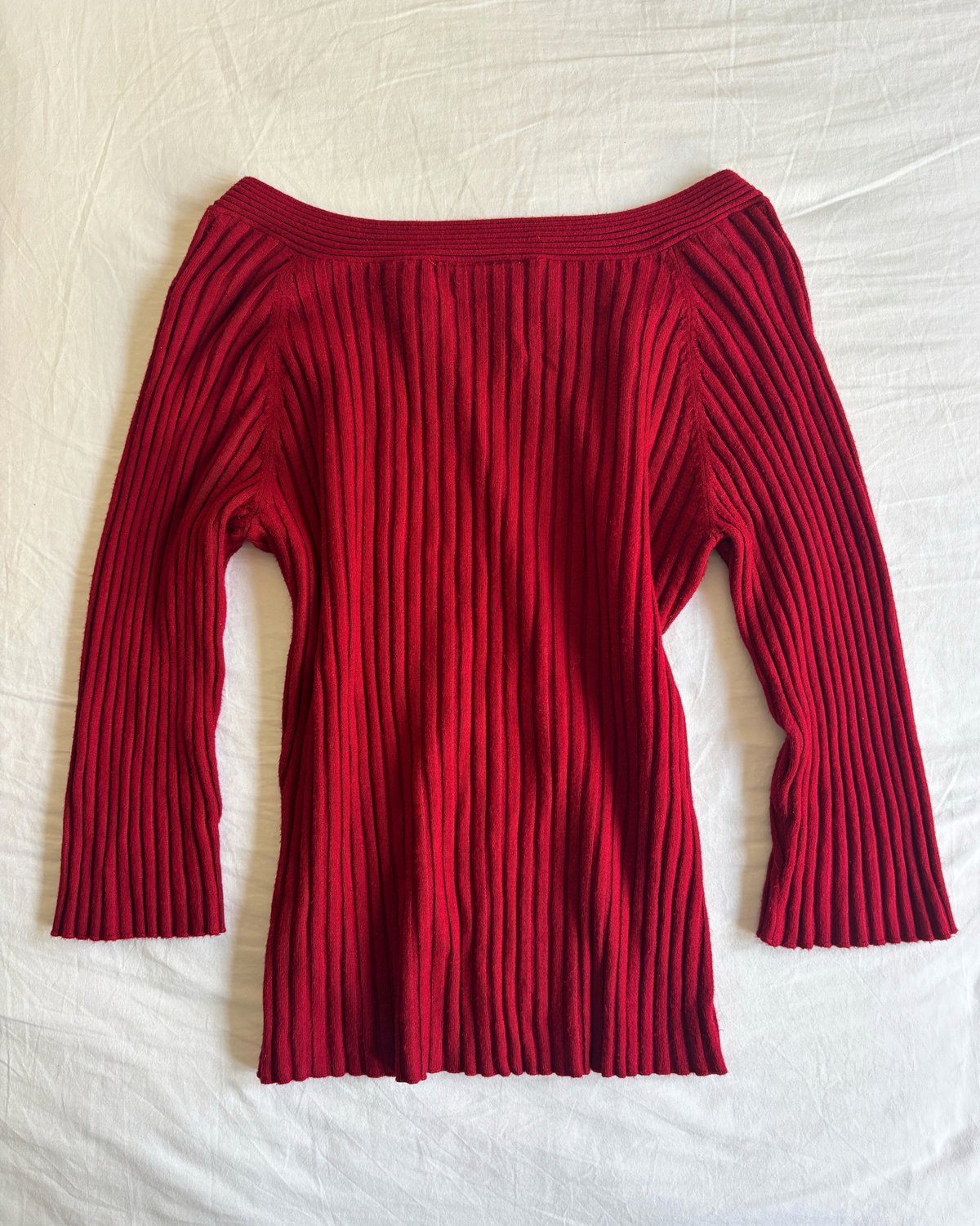 Vintage Red Buckle Knit Top