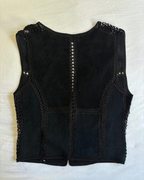 Vintage Suede Crochet Trim Vest