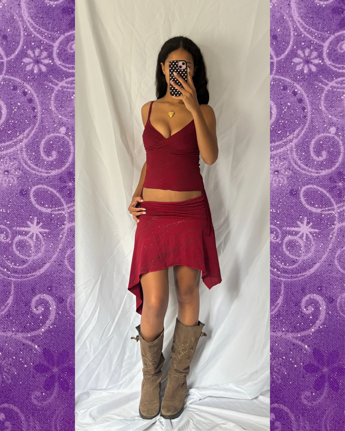 Vintage Deep Red Asymmetric Set