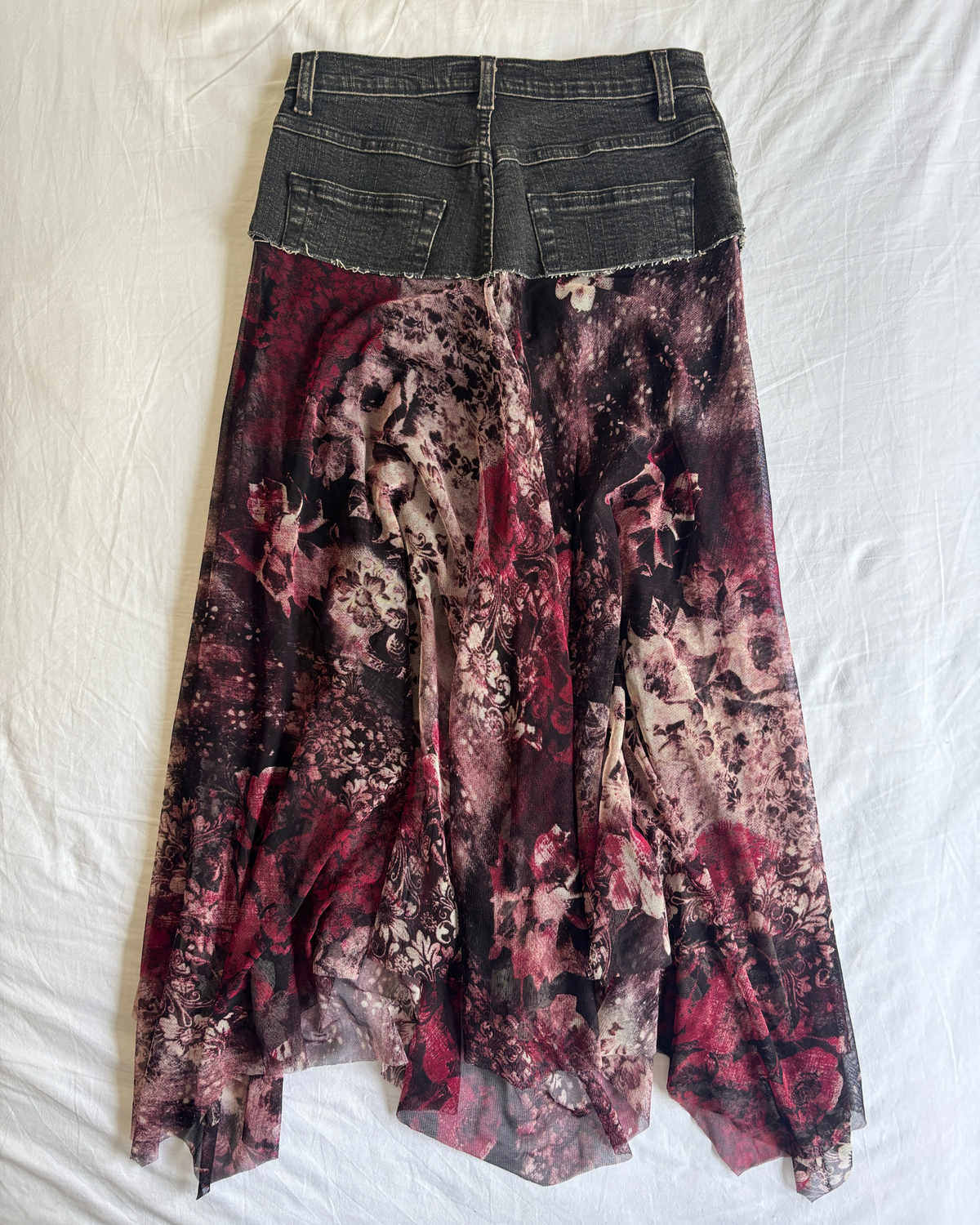 2000's Denim Fabric Mix Midi Skirt