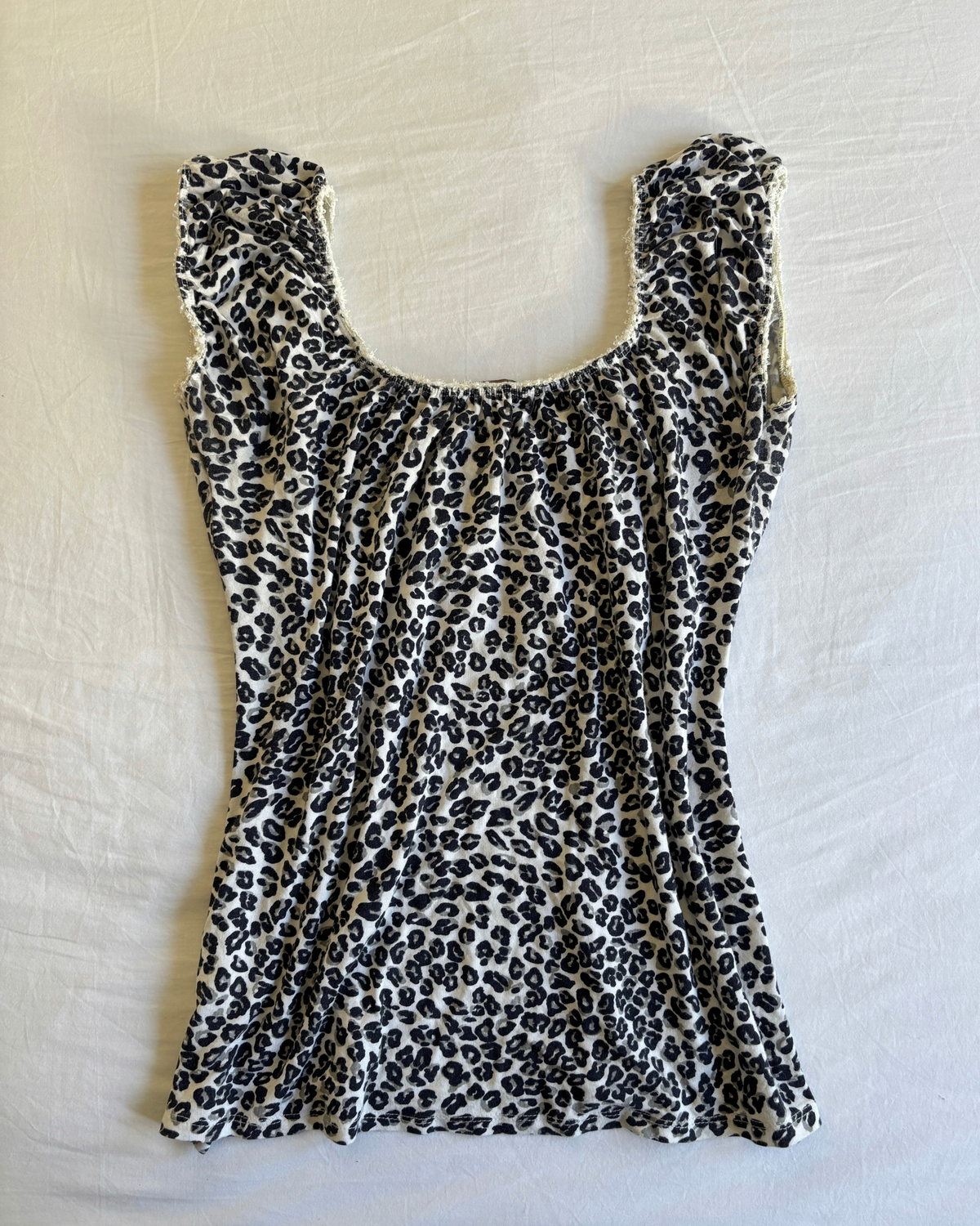Vintage 00s Leopard Print Milkmaid Top