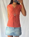 2000's Stripe Short Sleeve Top