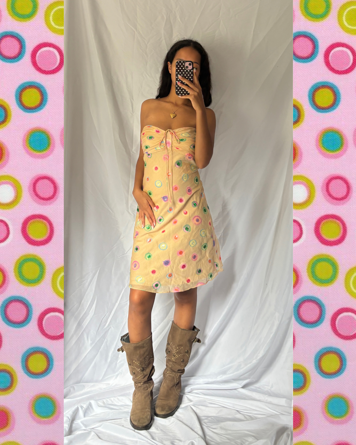 Vintage Silk Polka Dot Midi Dress
