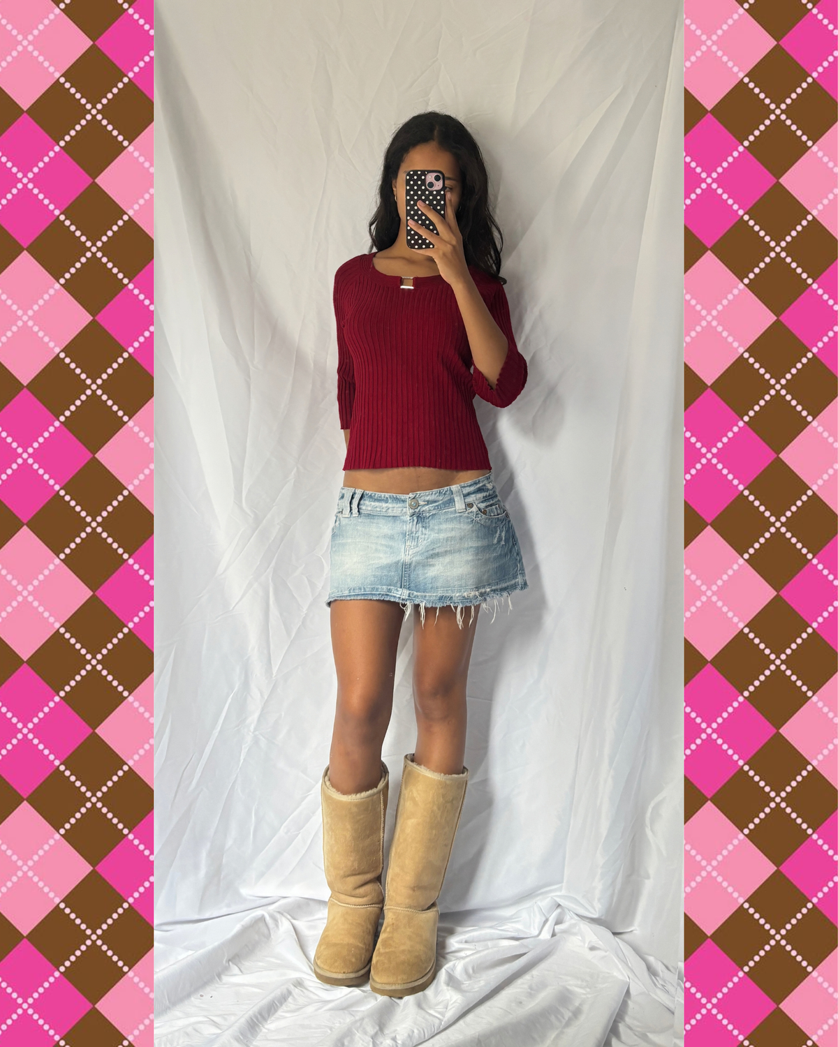 Vintage Red Buckle Knit Top