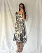 Vintage Long Silk Ruffle Dress