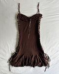 Vintage 00's Chocolate Brown Lace Up Mini Dress