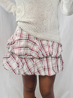 Vintage Red Check Ruffle Mini Skirt