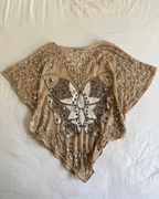 Vintage 00's Beaded Sequin Butterfly Top