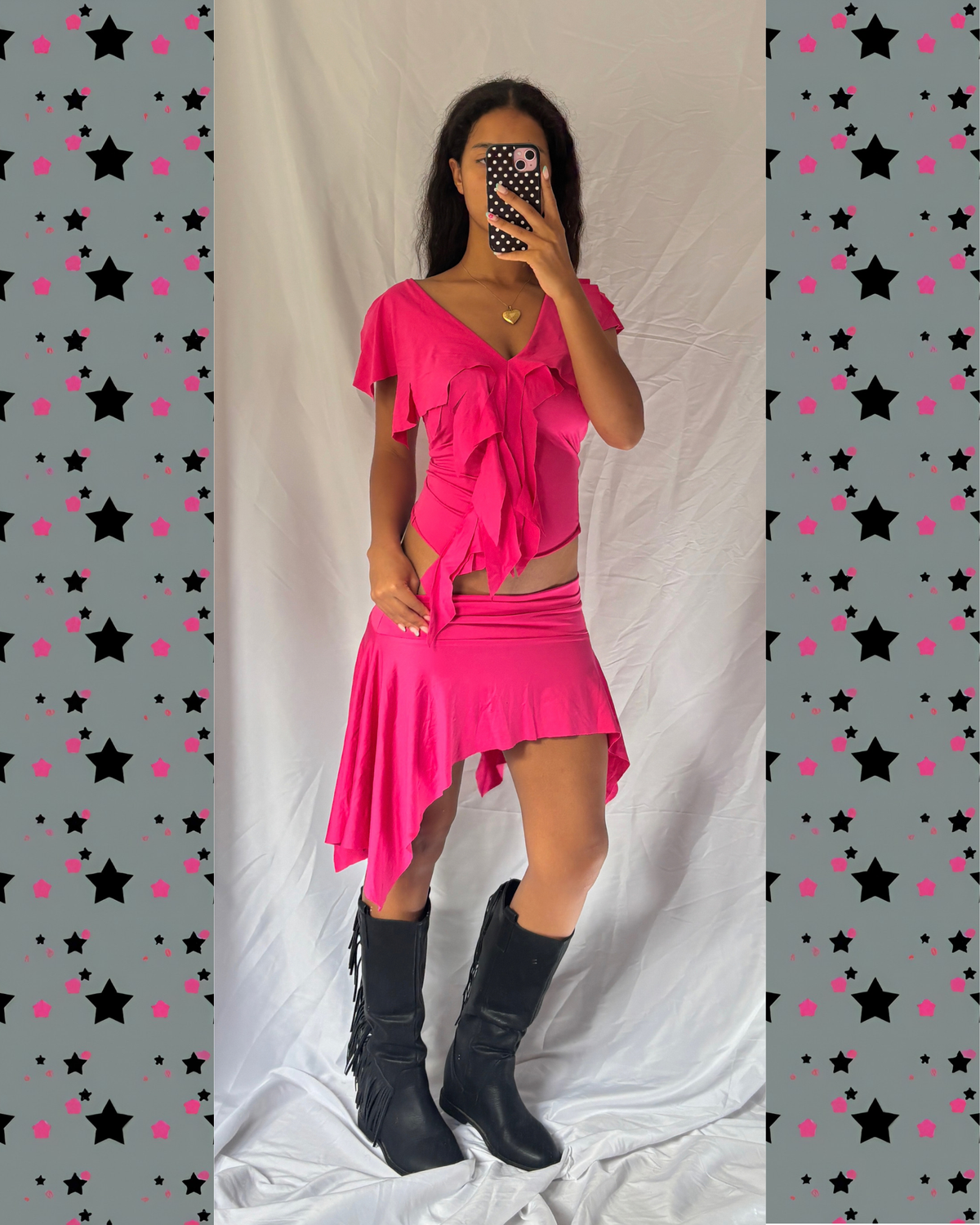Vintage 00's Fuchsia Asymmetric 3 Piece Set