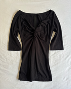 Vintage 00's Black 3/4 Sleeve Basic Top