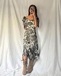 Vintage Long Silk Ruffle Dress