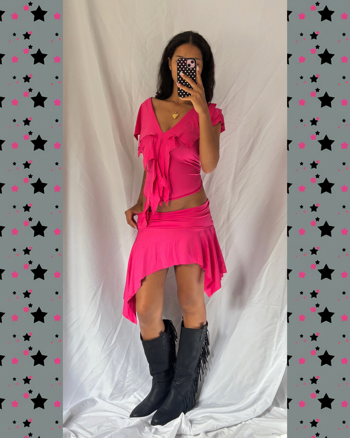 Vintage 00's Fuchsia Asymmetric 3 Piece Set