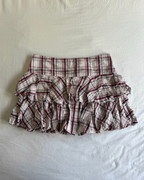 Vintage Red Check Ruffle Mini Skirt