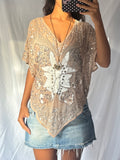 Vintage 00's Beaded Sequin Butterfly Top