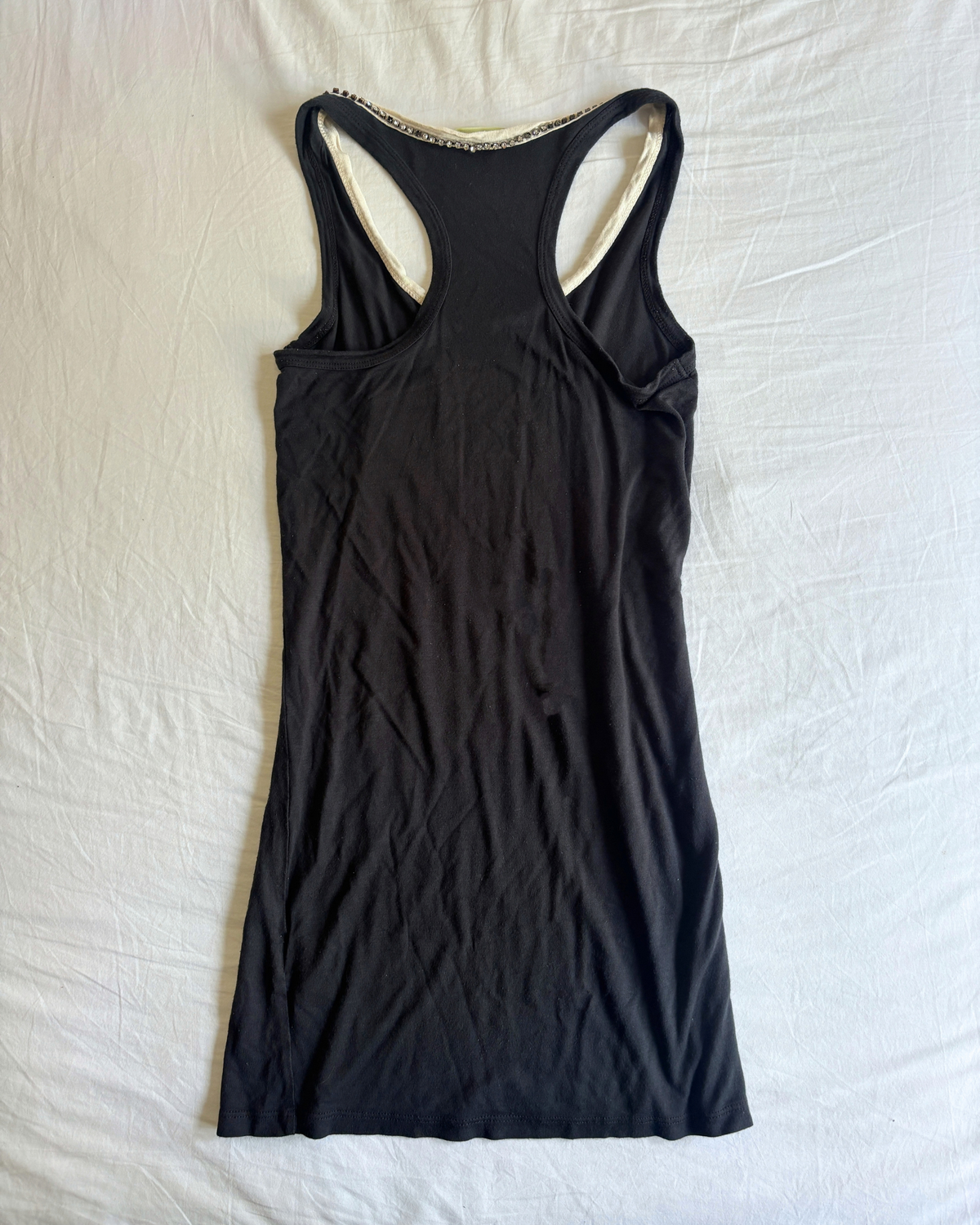2000's Black Slogan Beaded Mini Dress
