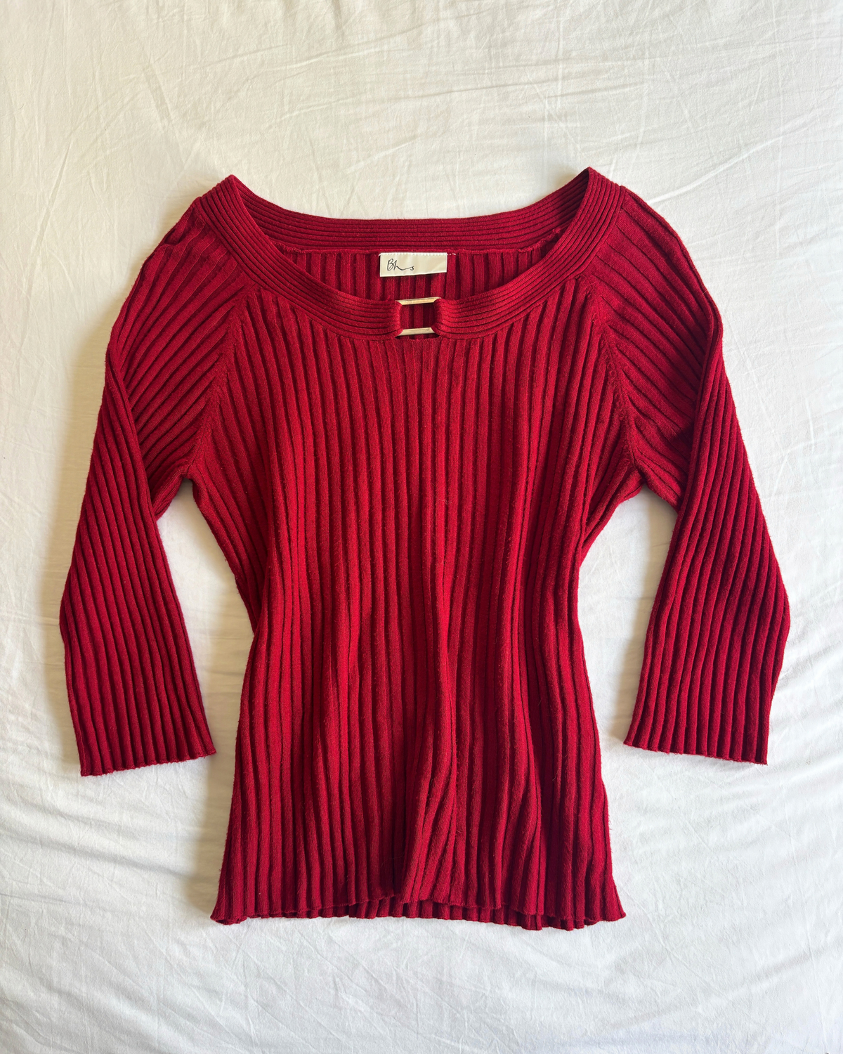 Vintage Red Buckle Knit Top