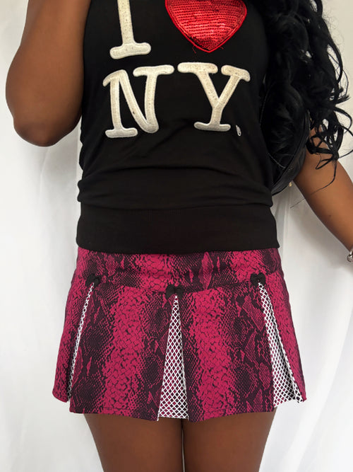 00's Rare Darkside Pink Snakeskin Mini Skirt