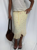 Vintage 00's Baby Yellow Floral Midi Skirt