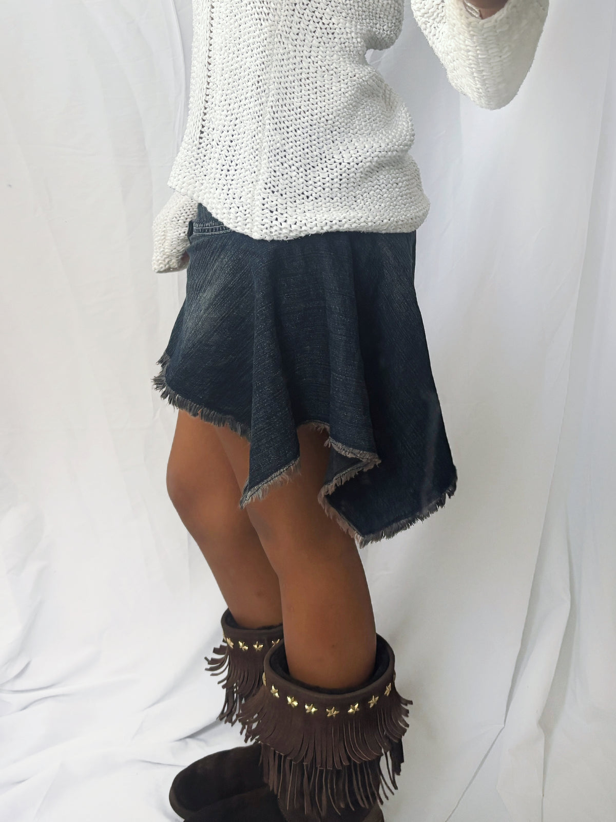 Vintage 00's Asymmetric Denim Mini Skirt