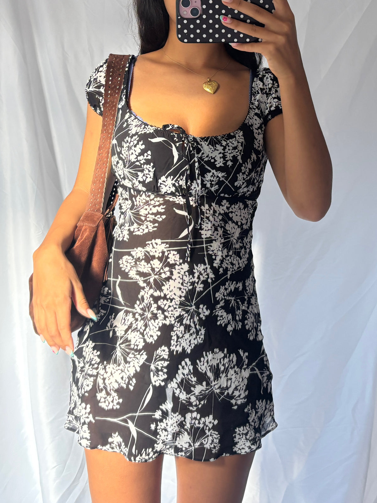 Vintage 00's Black Floral Milkmaid Mini Dress