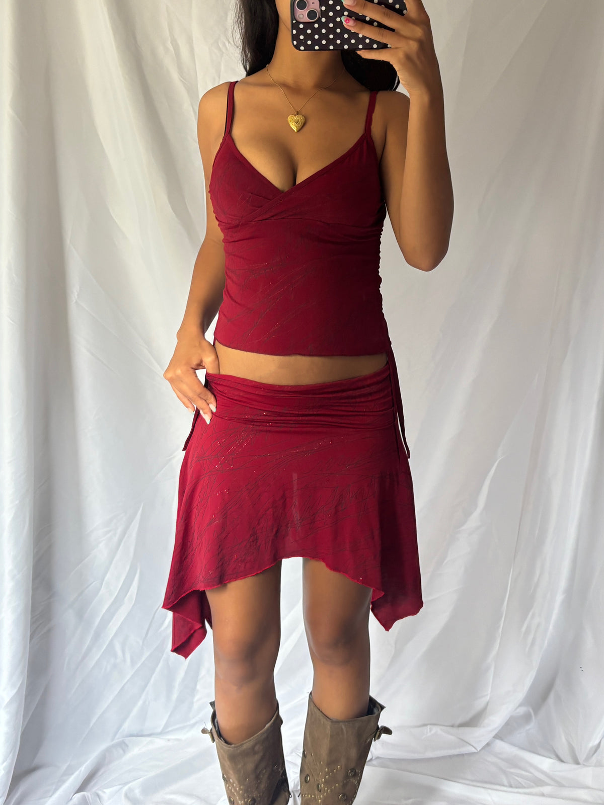 Vintage Deep Red Asymmetric Set
