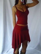 Vintage Deep Red Asymmetric Set