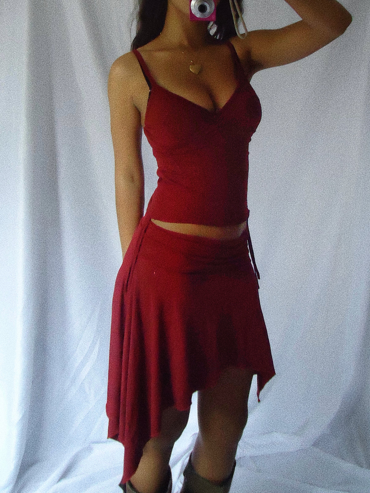 Vintage Deep Red Asymmetric Set