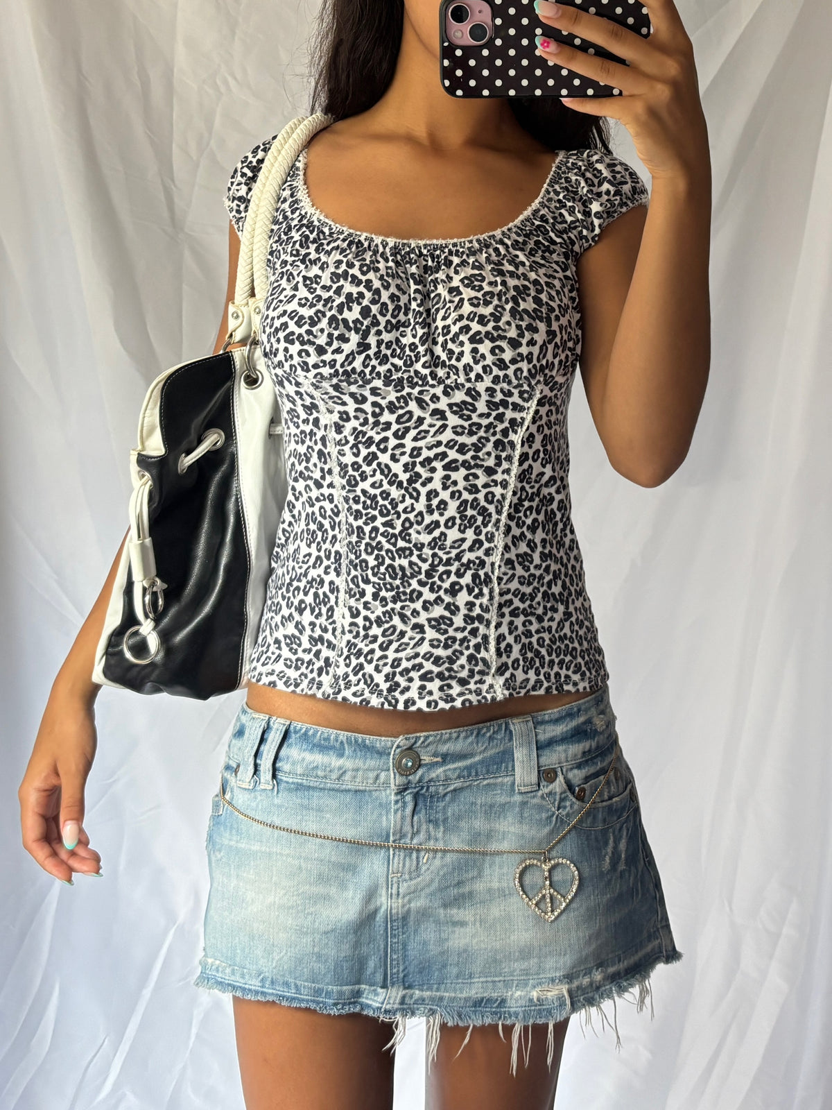 Vintage 00s Leopard Print Milkmaid Top