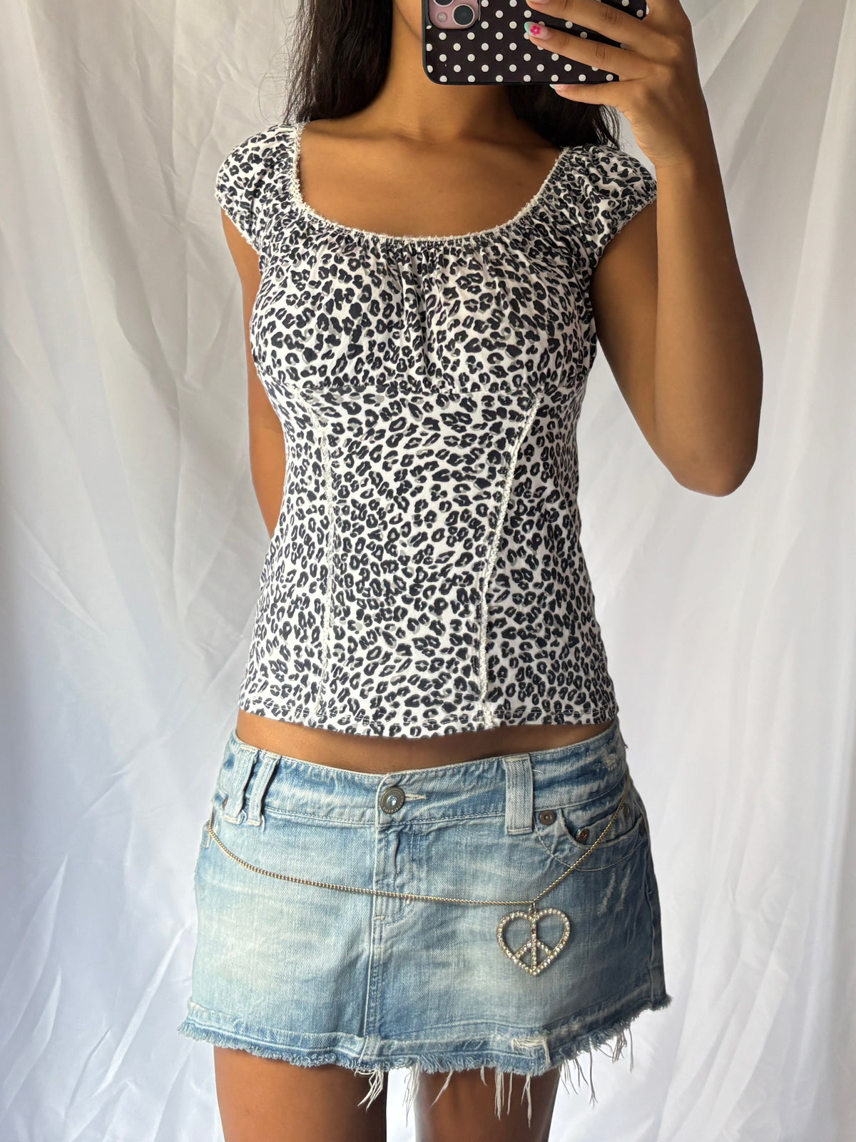Vintage 00s Leopard Print Milkmaid Top