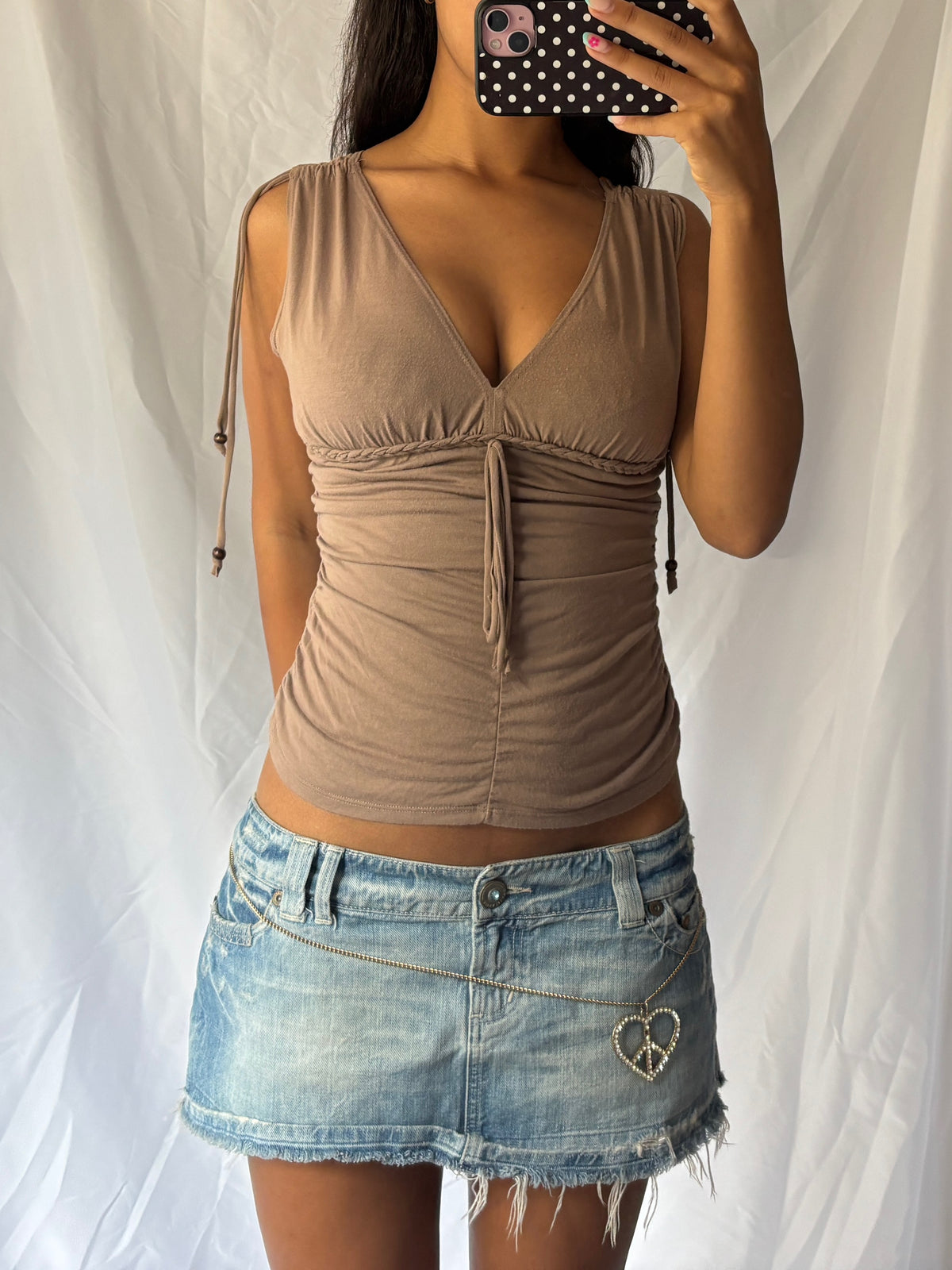 Vintage 2000's Brown Ruched Cami Top