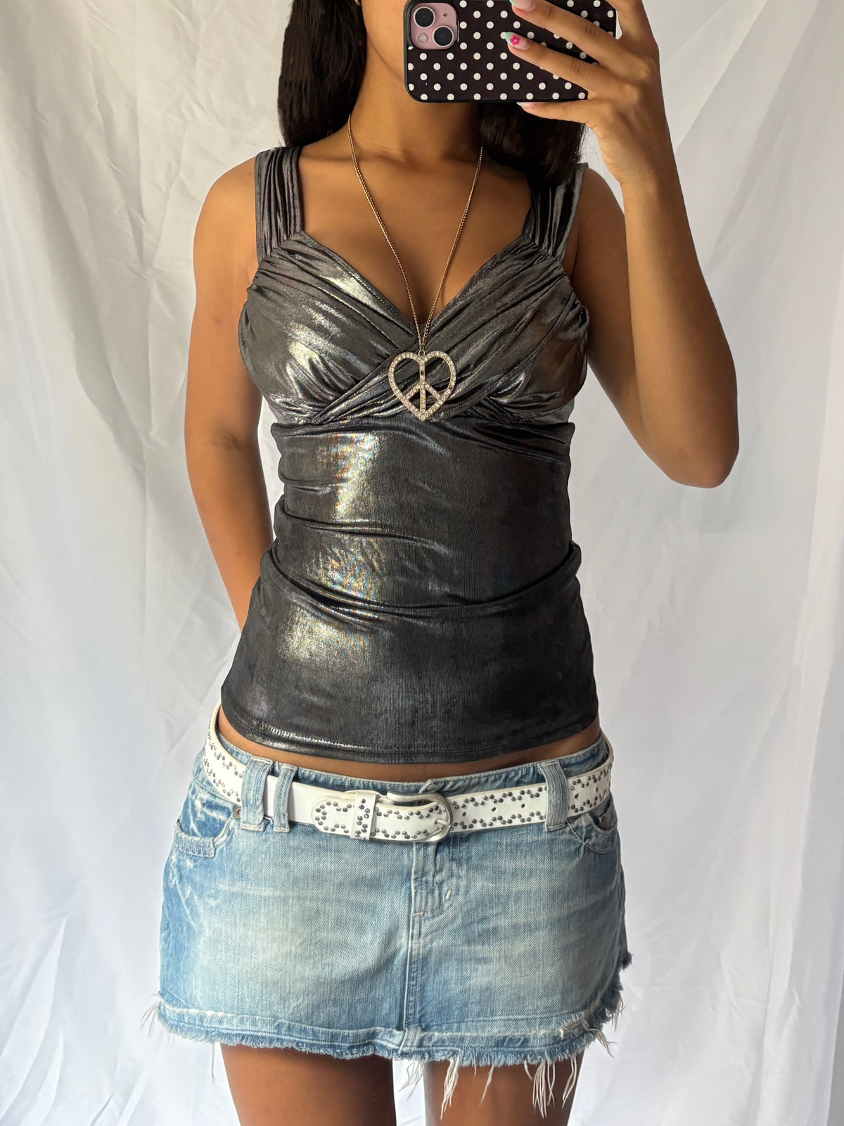 French Vintage 00's Metallic Cami