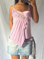 Vintage 2000s' Asymmetric Pink Sequin Cami