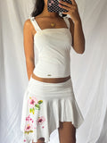 2000's Floral Rhinestone White Asymmetric Set