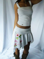 2000's Floral Rhinestone White Asymmetric Set