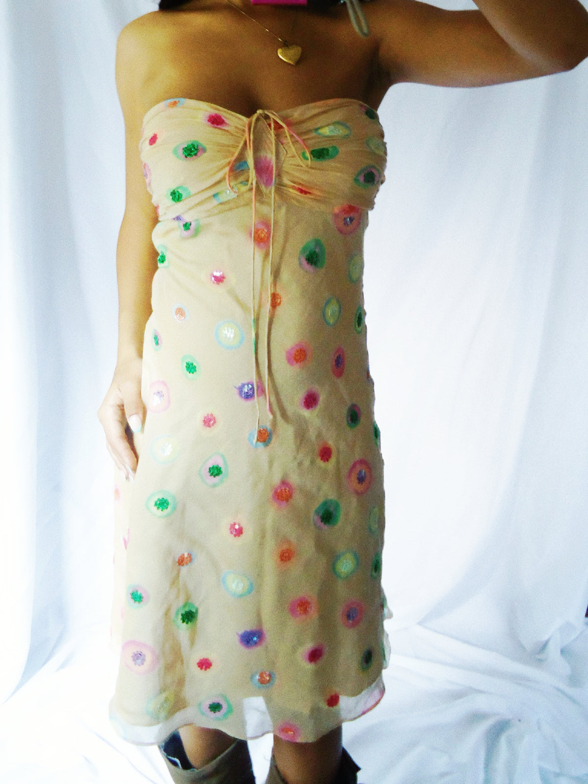 Vintage Silk Polka Dot Midi Dress
