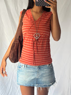 2000's Stripe Short Sleeve Top
