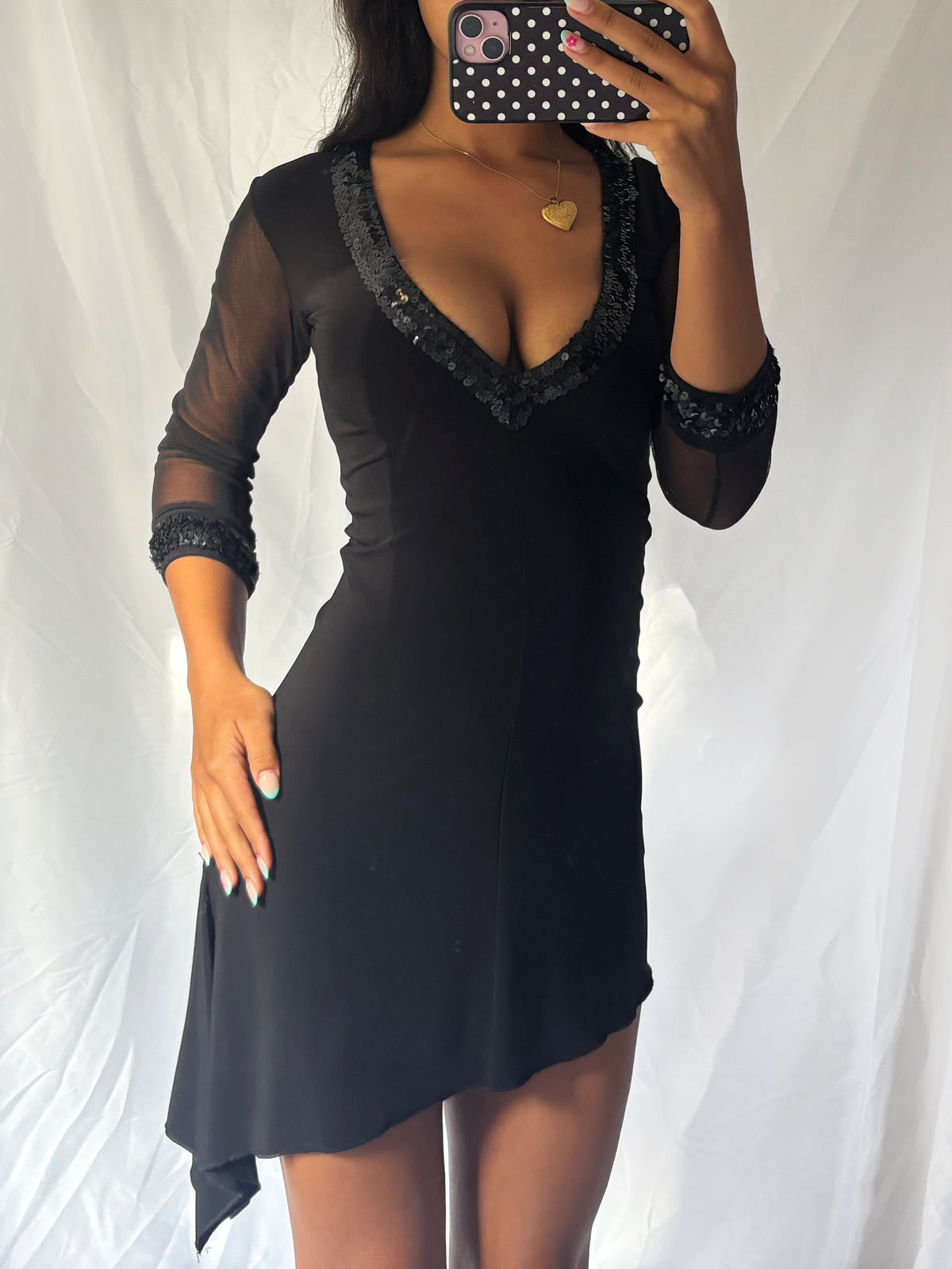 2000's Sequin Asymmetric Mini Dress