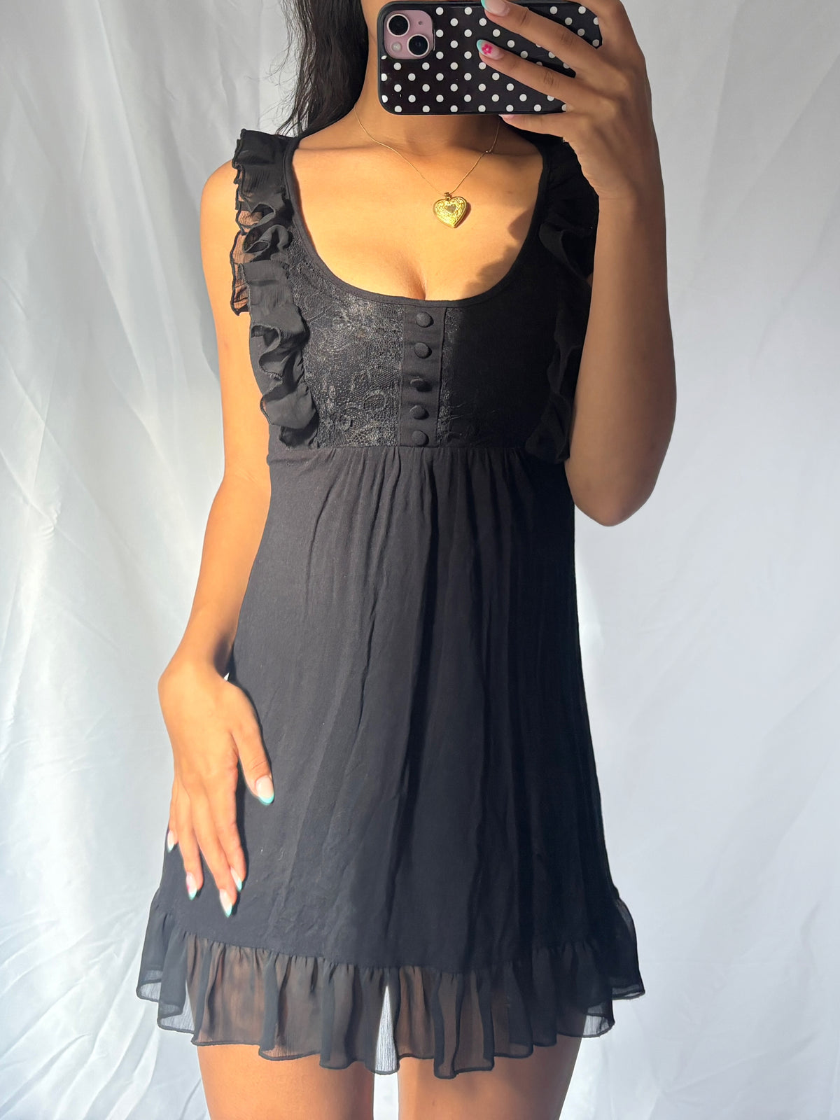 Vintage 00's Black Babydoll Mini Dress