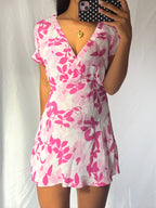 Vintage Pink Sequin Wrap Mini Dress