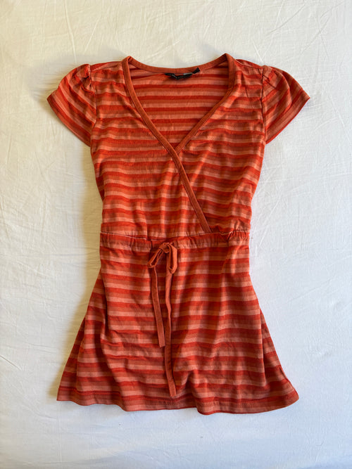 2000's Stripe Short Sleeve Top