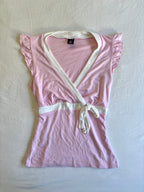 Vintage 2000's V Neck Bow Top