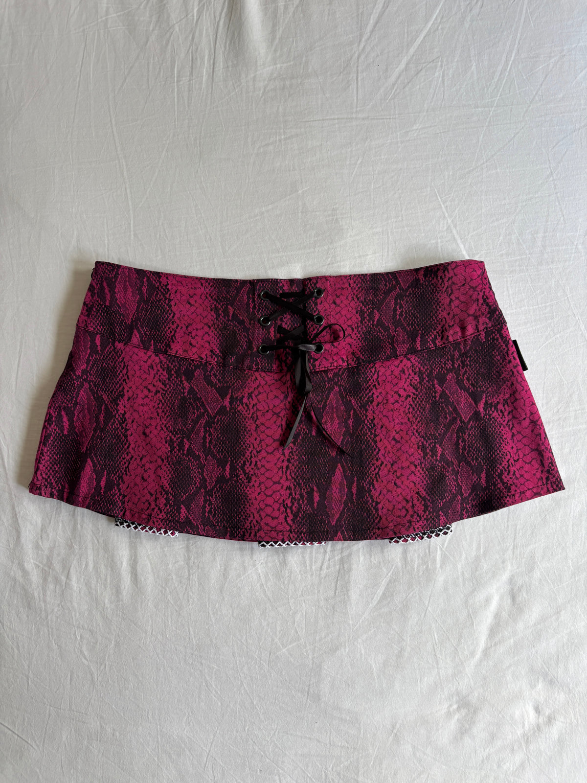 00's Rare Darkside Pink Snakeskin Mini Skirt