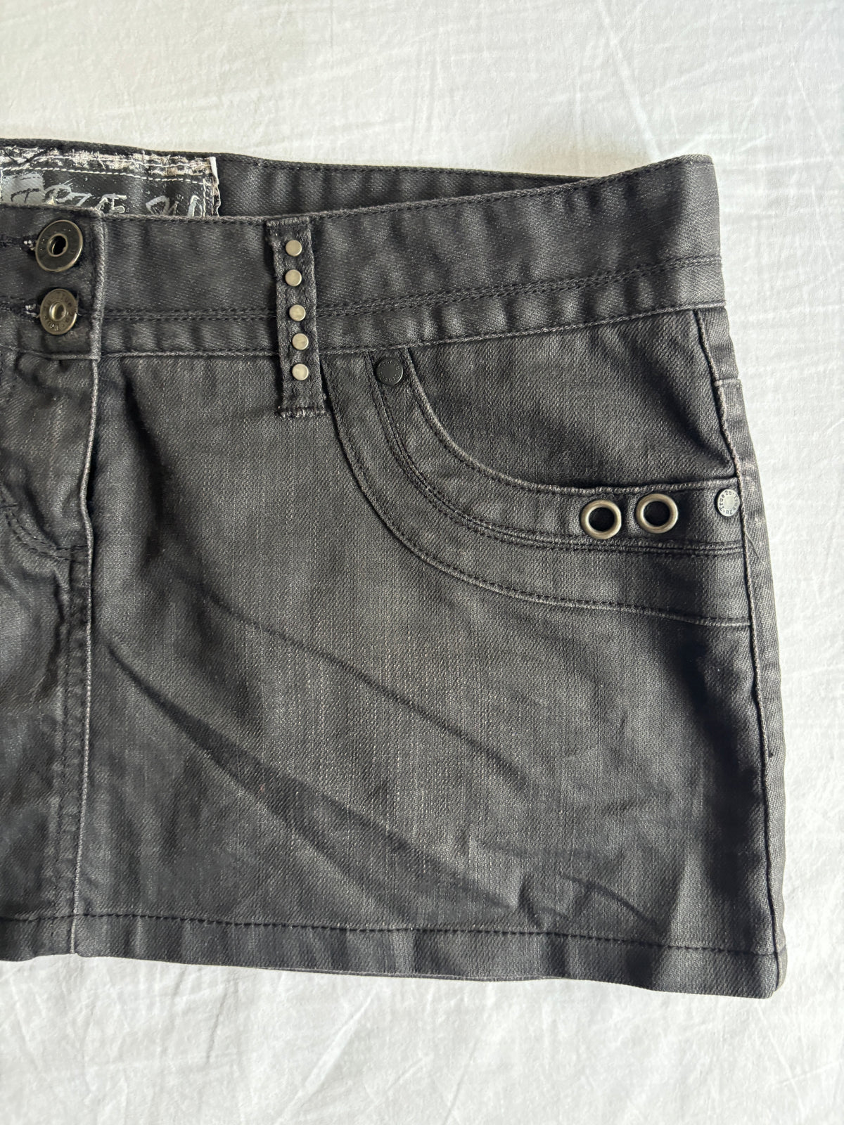 Vintage 00's Low Rise Jet Black Mini Skirt