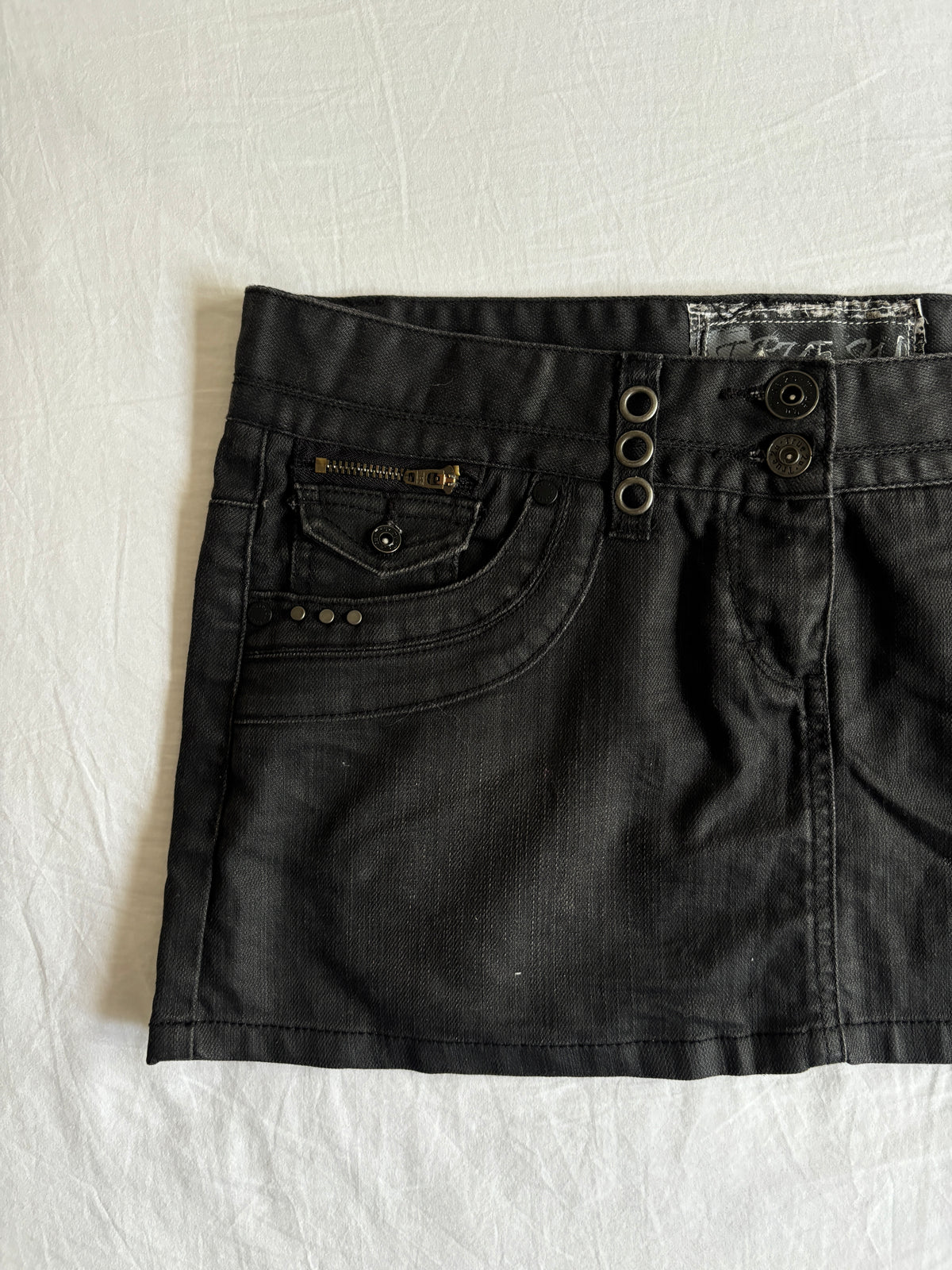 Vintage 00's Low Rise Jet Black Mini Skirt