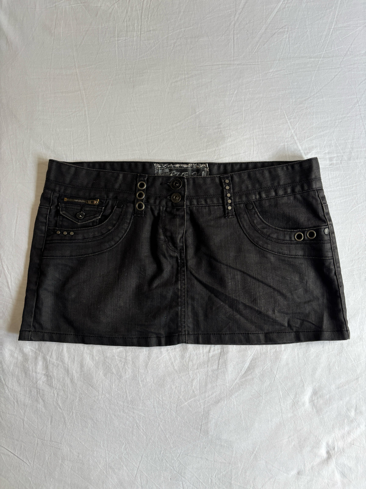 Vintage 00's Low Rise Jet Black Mini Skirt