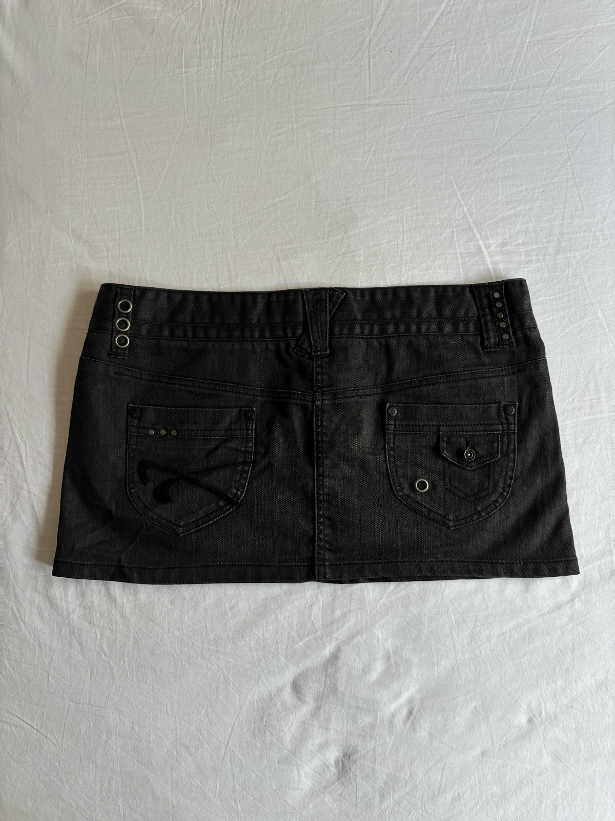 Vintage 00's Low Rise Jet Black Mini Skirt