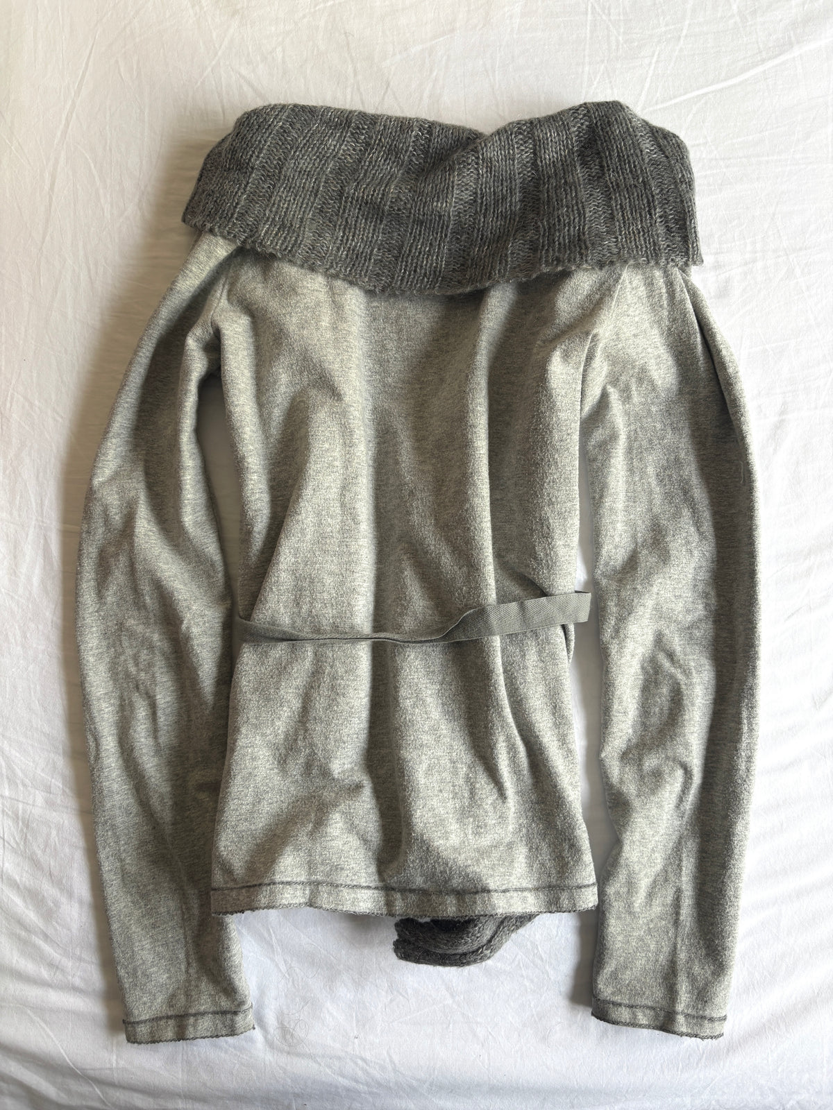 Vintage Grey Wrap Tie Beaded Cardigan