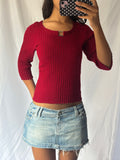 Vintage Red Buckle Knit Top