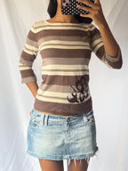 Vintage Stripe 3/4 Sleeve Top