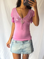 Vintage 2000's Sparkle V Neck Top